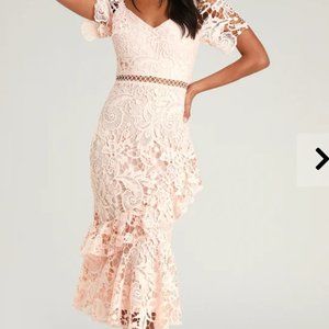 LULUS SIZE XS BRIARWOOD BLUSH  PINK LACE RUFFLED
